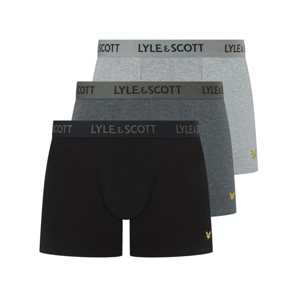 Lyle & Scott Mens Barclay Boxer Shorts (Pack of 3) / Gray/Dark Grey/Black